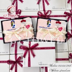 Bộ 3 Khăn Thêu Quà Tặng G7 – HAPPY WOMEN’S DAY N02 | Khăn Sợi Tre Cao Cấp, Hộp Quà Sang Trọng - Ảnh 2