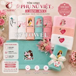 Khăn tắm, gội, mặt G7 Towel thêu logo chủ đề 20/10, 08/03 - Món quà ý nghĩa dành tặng những người phụ nữ thân yêu