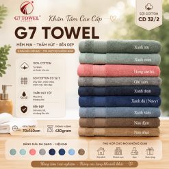 Khăn tắm cotton G7-BT05 70x140; trọng lượng 430gram; 100% cotton siêu thấm hút, an toàn cho da - Ảnh 8