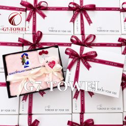 Bộ 3 Khăn Thêu Quà Tặng G7 – HAPPY WOMEN’S DAY N02 | Khăn Sợi Tre Cao Cấp, Hộp Quà Sang Trọng