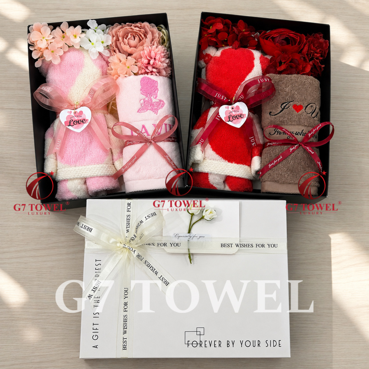 Bộ Quà Tặng Khăn Gấu G7 Towel - TWOHEART Hộp Quà Khăn Cao Cấp Sang Trọng Cho Ngày 14/2, 8/3, 20/10 - Ảnh 3
