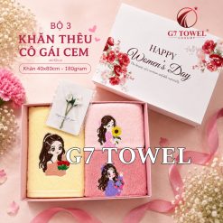 Bộ 3 Khăn Thêu Cô Gái CEM –Món Quà Tặng  20/10, 8/3 Ý Nghĩa, Tinh Tế - Ảnh 12