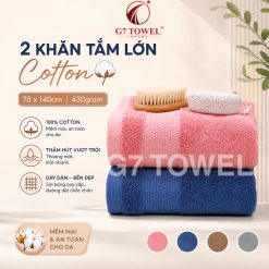 Khăn tắm cotton G7-BT05 70x140; trọng lượng 430gram; 100% cotton siêu thấm hút, an toàn cho da - Ảnh 9