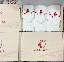 Set 3 khăn thêu quà tặng G7-G08 hoa nhí xinh xắn - Ảnh 2
