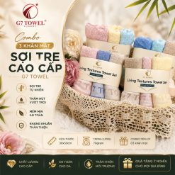 Combo 3 Khăn mặt sợi tre cao cấp G7 TOWEL