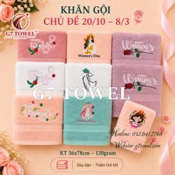 Khăn tắm, gội, mặt G7 Towel thêu logo chủ đề 20/10, 08/03 - Món quà ý nghĩa dành tặng những người phụ nữ thân yêu - Ảnh 7