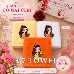 Bộ 3 Khăn Thêu Cô Gái CEM –Món Quà Tặng  20/10, 8/3 Ý Nghĩa, Tinh Tế - Ảnh 4