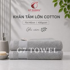 Khăn tắm cotton G7-BT05 70x140; trọng lượng 430gram; 100% cotton siêu thấm hút, an toàn cho da - Ảnh 2