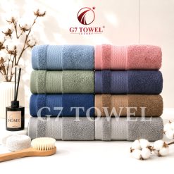 Khăn tắm cotton G7-BT05 70x140; trọng lượng 430gram; 100% cotton siêu thấm hút, an toàn cho da - Ảnh 4