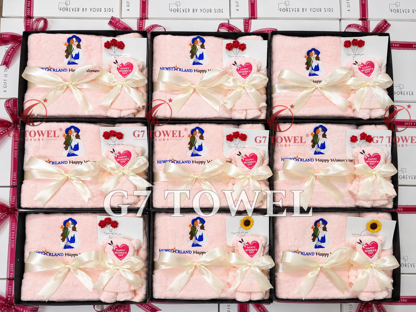 Bộ 3 Khăn Thêu Quà Tặng G7 – HAPPY WOMEN’S DAY N02 | Khăn Sợi Tre Cao Cấp, Hộp Quà Sang Trọng - Ảnh 5