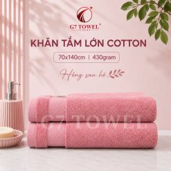 Khăn tắm cotton G7-BT05 70x140; trọng lượng 430gram; 100% cotton siêu thấm hút, an toàn cho da - Ảnh 14