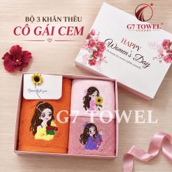 Bộ 3 Khăn Thêu Cô Gái CEM –Món Quà Tặng  20/10, 8/3 Ý Nghĩa, Tinh Tế - Ảnh 9