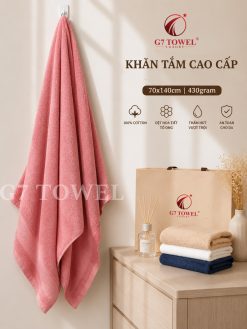 Khăn tắm cotton G7-BT05 70x140; trọng lượng 430gram; 100% cotton siêu thấm hút, an toàn cho da - Ảnh 6