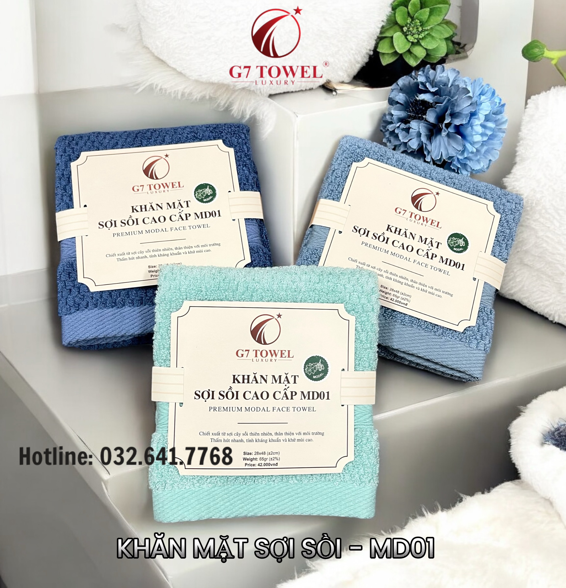 Khăn Mặt Sợi Sồi Cao Cấp G7-MD01 30x48cm , 100% thành phần tự nhiên với Khả Năng Kháng Khuẩn Cao, An Toàn Với Làn Da .