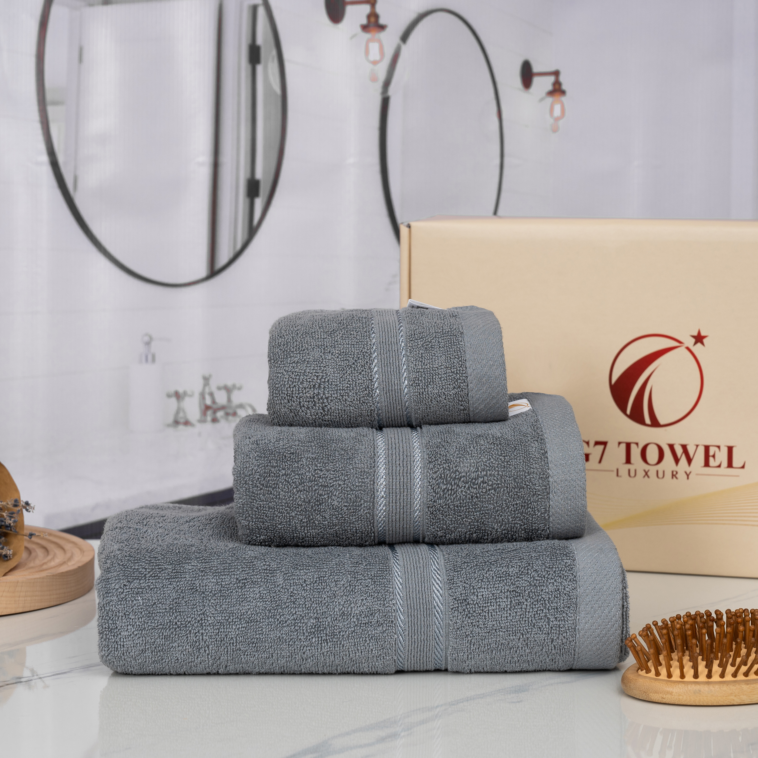 Hộp 3 Khăn MC06 - 100% Cotton – GREY (Xám Ghi)