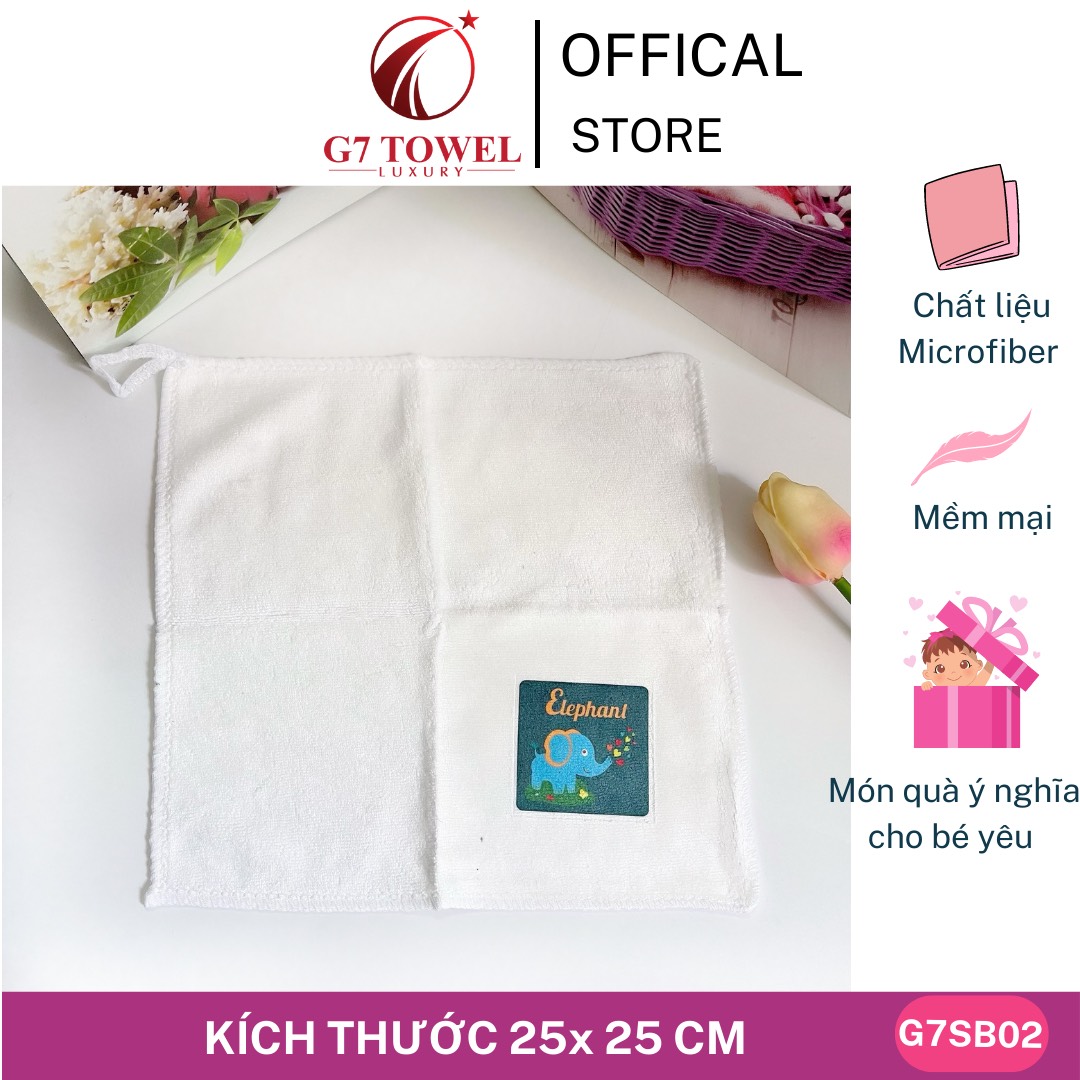 Khăn mầm non, khăn mặt, khăn tay G7SB01, cho bé in hình ngộ nghĩnh, chất liệu cotton, microfiber thấm hút tốt - Ảnh 7
