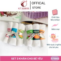 Khăn mầm non, khăn mặt, khăn tay G7SB01, cho bé in hình ngộ nghĩnh, chất liệu cotton, microfiber thấm hút tốt - Ảnh 6