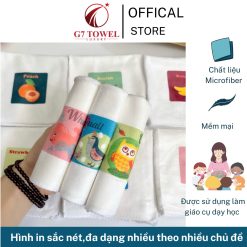 Khăn mầm non, khăn mặt, khăn tay G7SB01, cho bé in hình ngộ nghĩnh, chất liệu cotton, microfiber thấm hút tốt - Ảnh 5