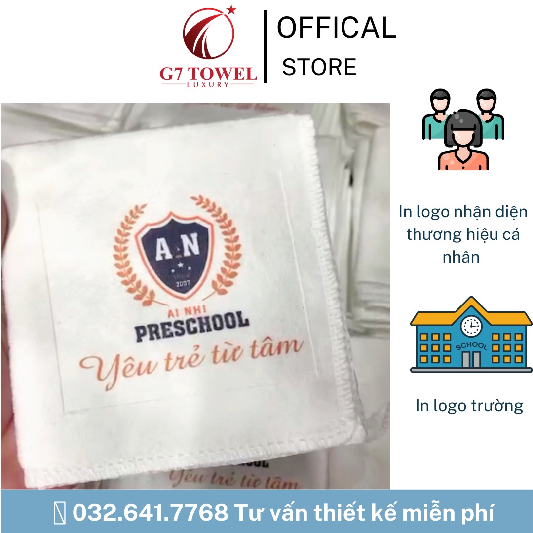 Khăn mầm non, khăn mặt, khăn tay G7SB01, cho bé in hình ngộ nghĩnh, chất liệu cotton, microfiber thấm hút tốt - Ảnh 9
