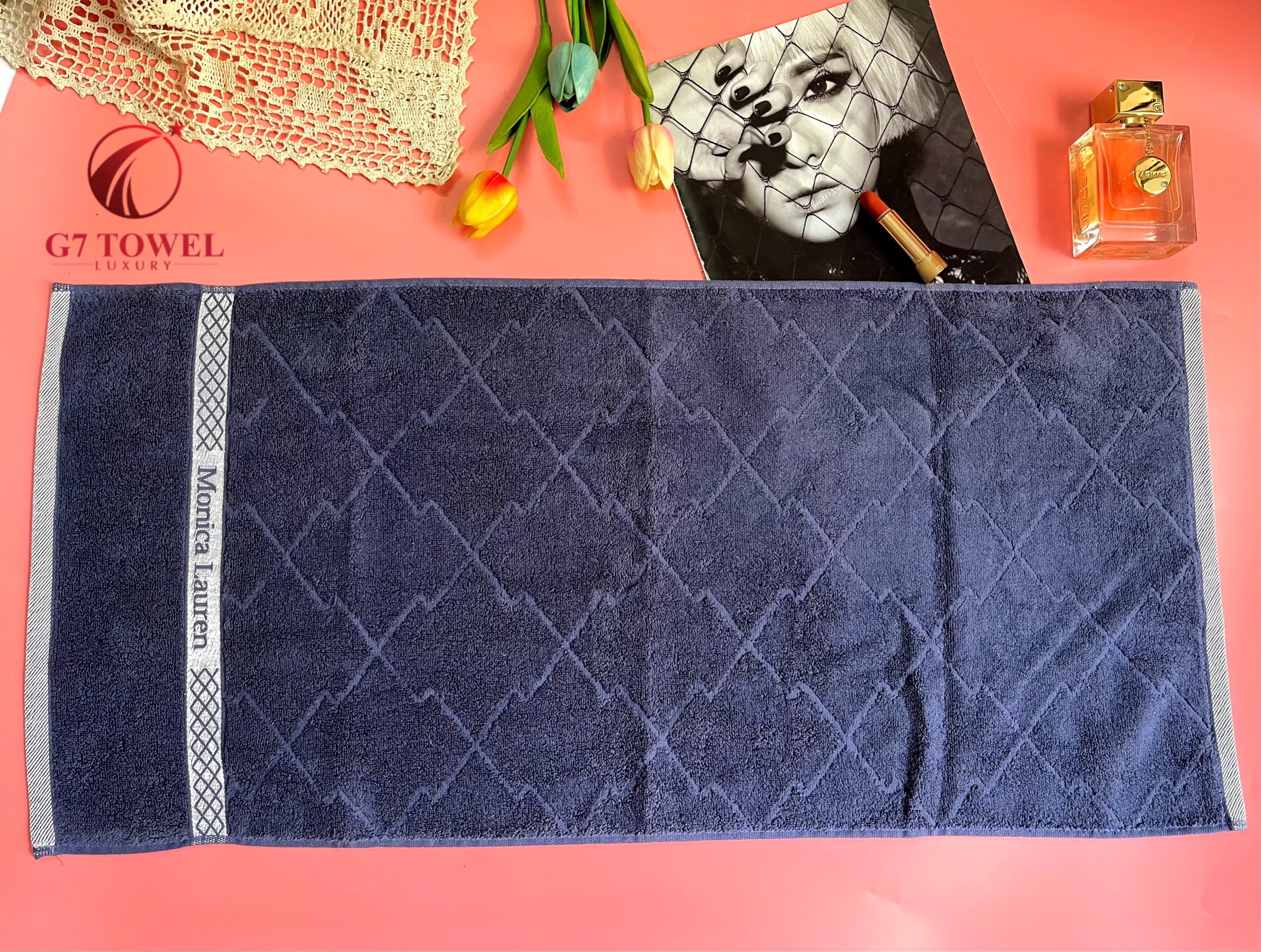 Khăn gội MOTA xuất Hàn Monica Lauren sang trọng, tinh tế, siêu thấm hút và mềm mại, 100% sợi cotton nguyên sinh. - Ảnh 3