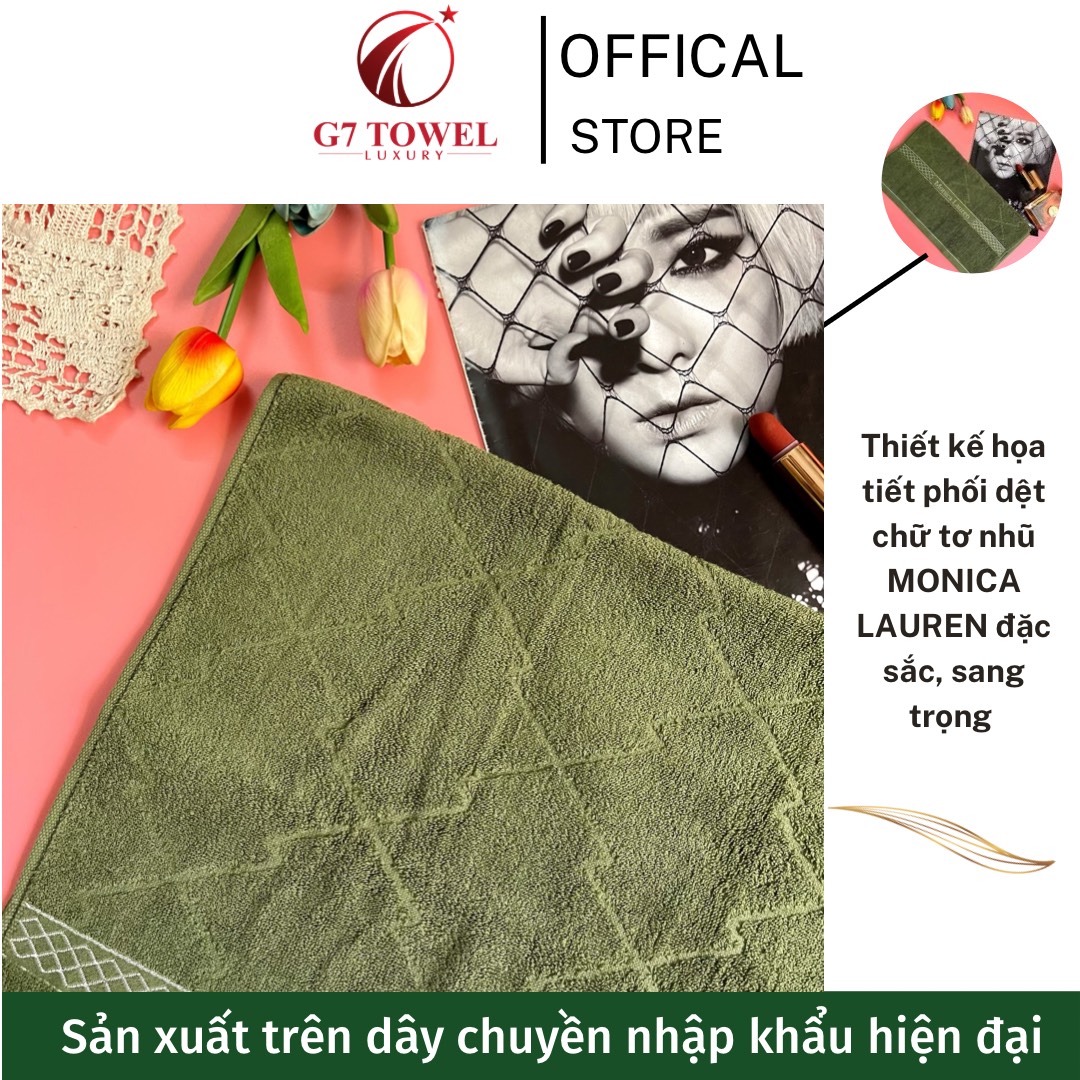 Khăn gội MOTA xuất Hàn Monica Lauren sang trọng, tinh tế, siêu thấm hút và mềm mại, 100% sợi cotton nguyên sinh. - Ảnh 7