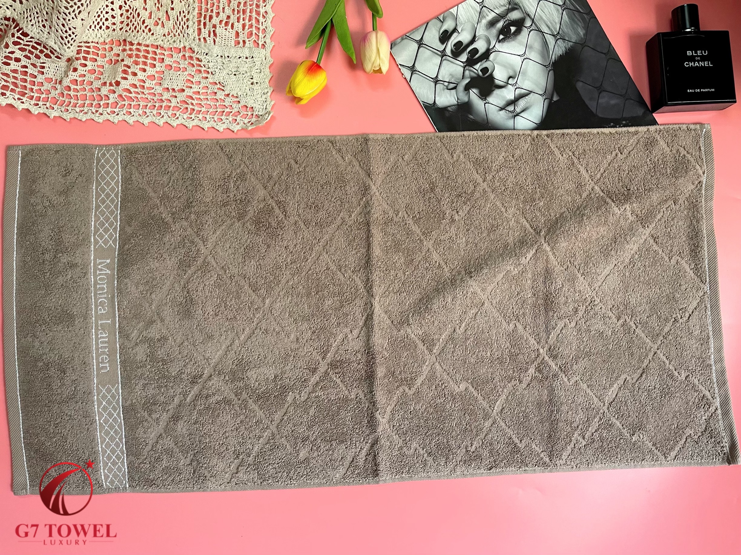 Khăn gội MOTA xuất Hàn Monica Lauren sang trọng, tinh tế, siêu thấm hút và mềm mại, 100% sợi cotton nguyên sinh. - Ảnh 12