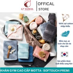 Khăn GYM, khăn thể thao MOTTA - SOFTOUCH PREMI siêu thấm hút và mềm mại, 100% sợi cotton nguyên sinh.