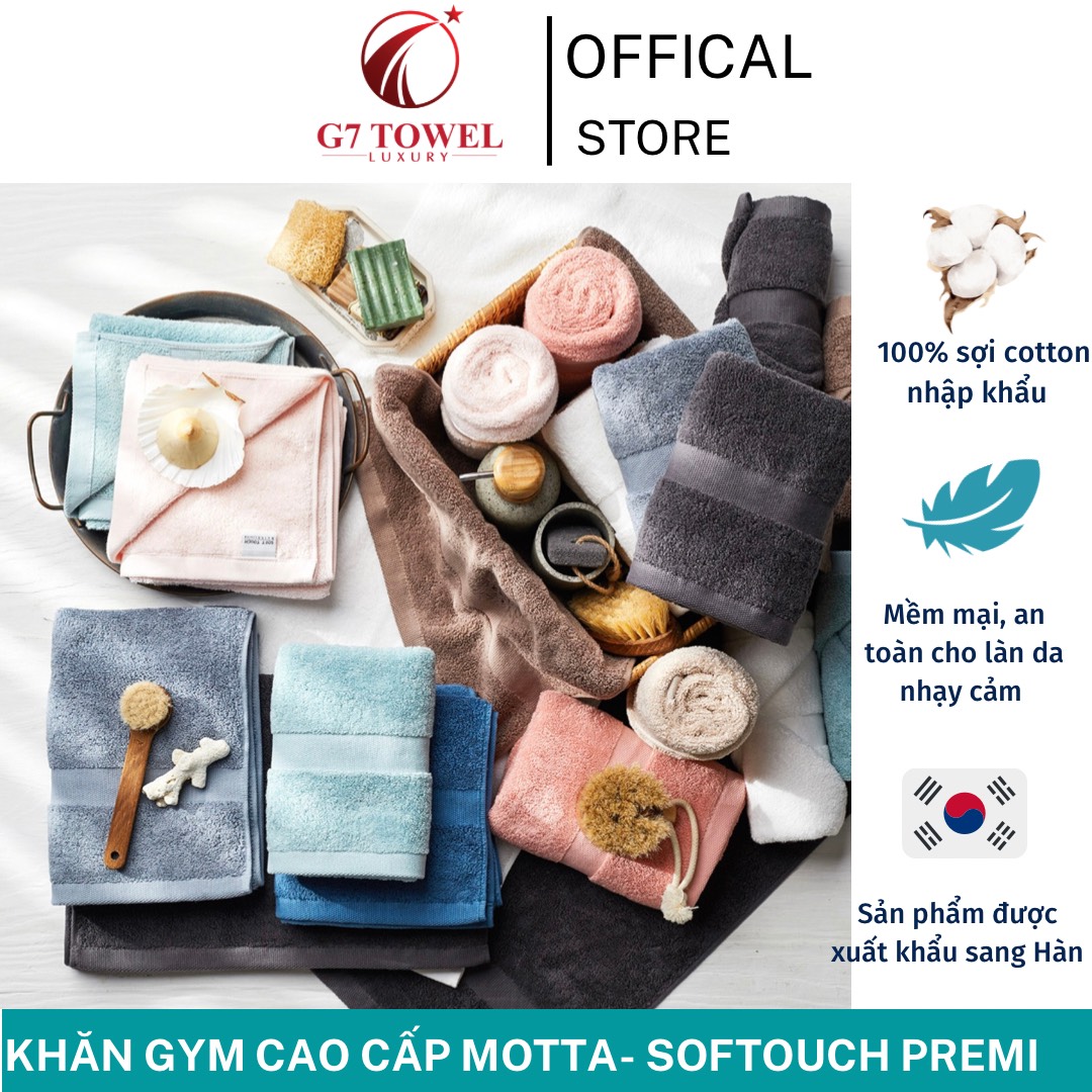 Khăn GYM, khăn thể thao MOTTA - SOFTOUCH PREMI siêu thấm hút và mềm mại, 100% sợi cotton nguyên sinh.