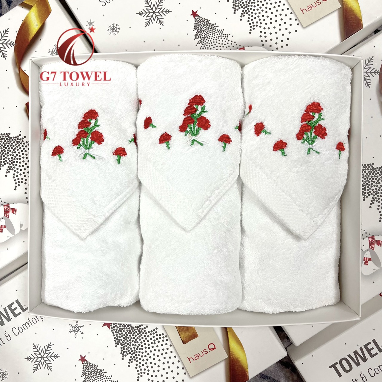 Set 3 khăn thêu quà tặng G7-G05 Thank You + hoa nhí - Ảnh 2