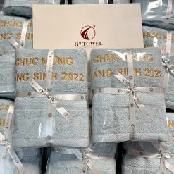 Khăn thêu quà tặng G7-G10 gồm 1 khăn tắm cotton 60x120cm +túi/ hộp. - Ảnh 7
