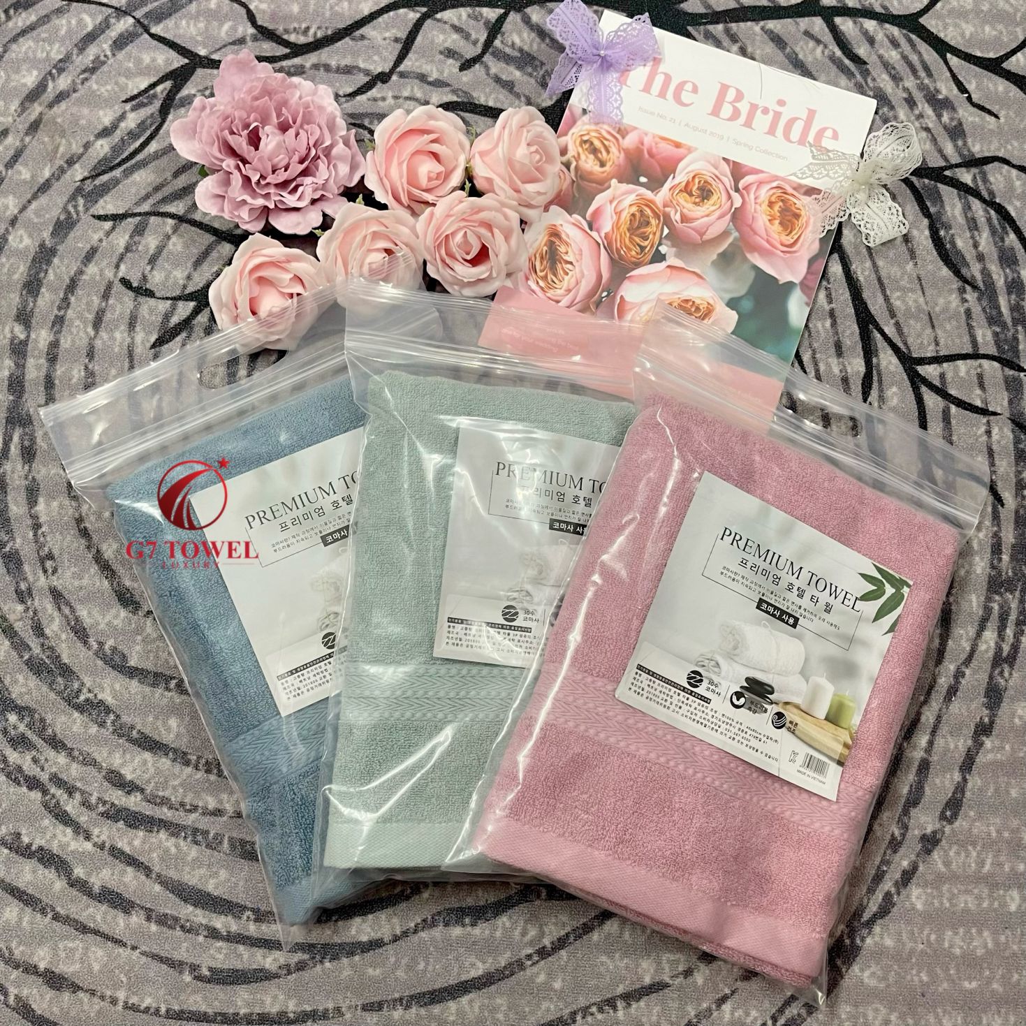 Khăn tắm cotton G7-BT03 50x100cm; trọng lượng 210gram; 100% cotton siêu thấm hút, an toàn cho da - Ảnh 4