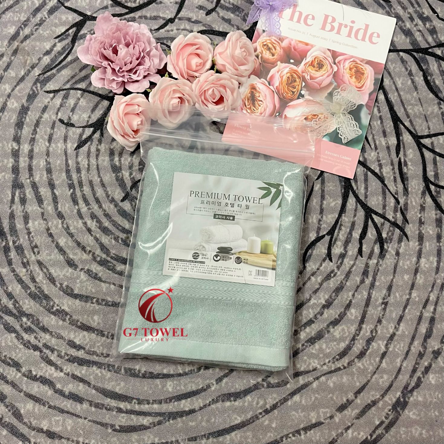 Khăn tắm cotton G7-BT03 50x100cm; trọng lượng 210gram; 100% cotton siêu thấm hút, an toàn cho da - Ảnh 3