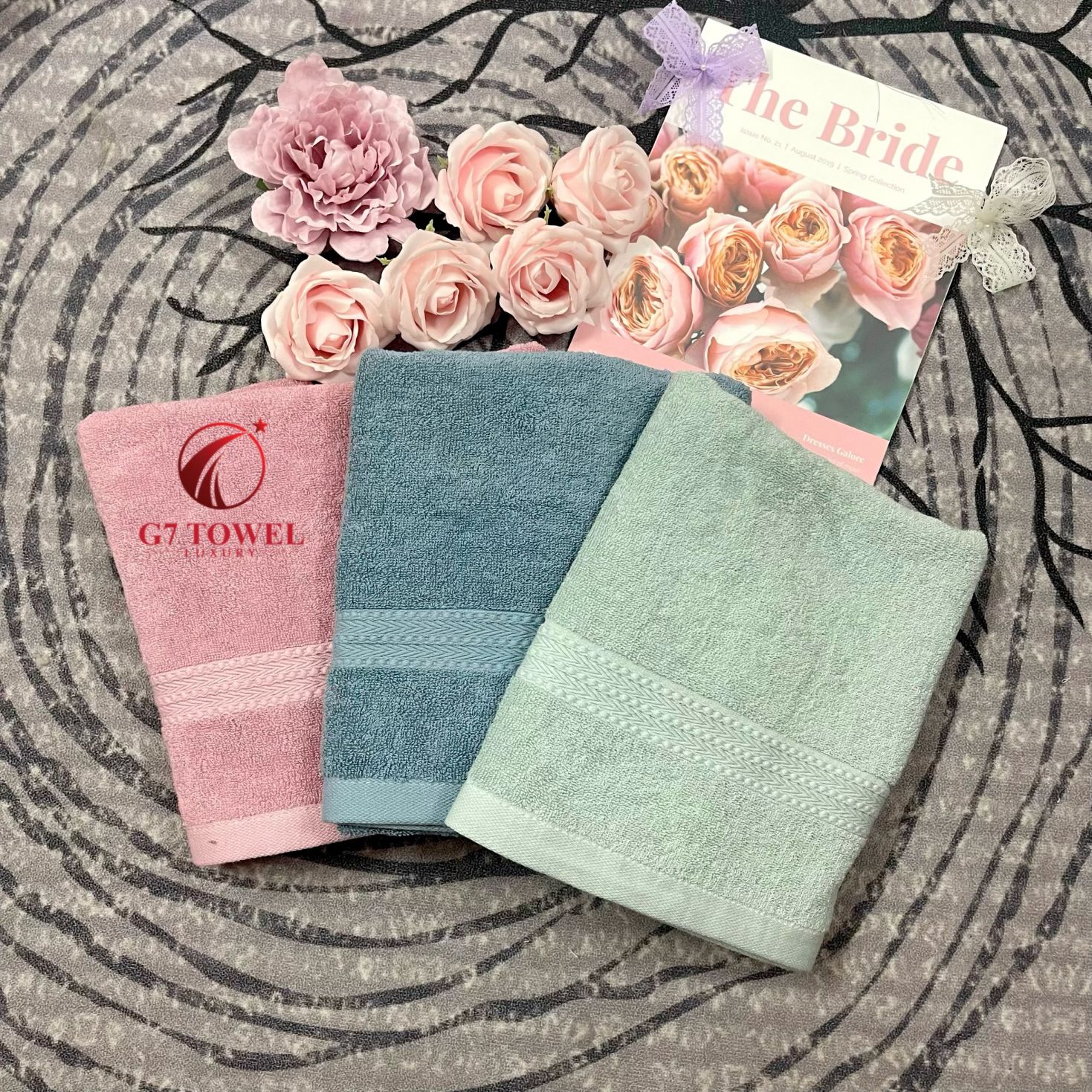 Khăn tắm cotton G7-BT03 50x100cm; trọng lượng 210gram; 100% cotton siêu thấm hút, an toàn cho da - Ảnh 7
