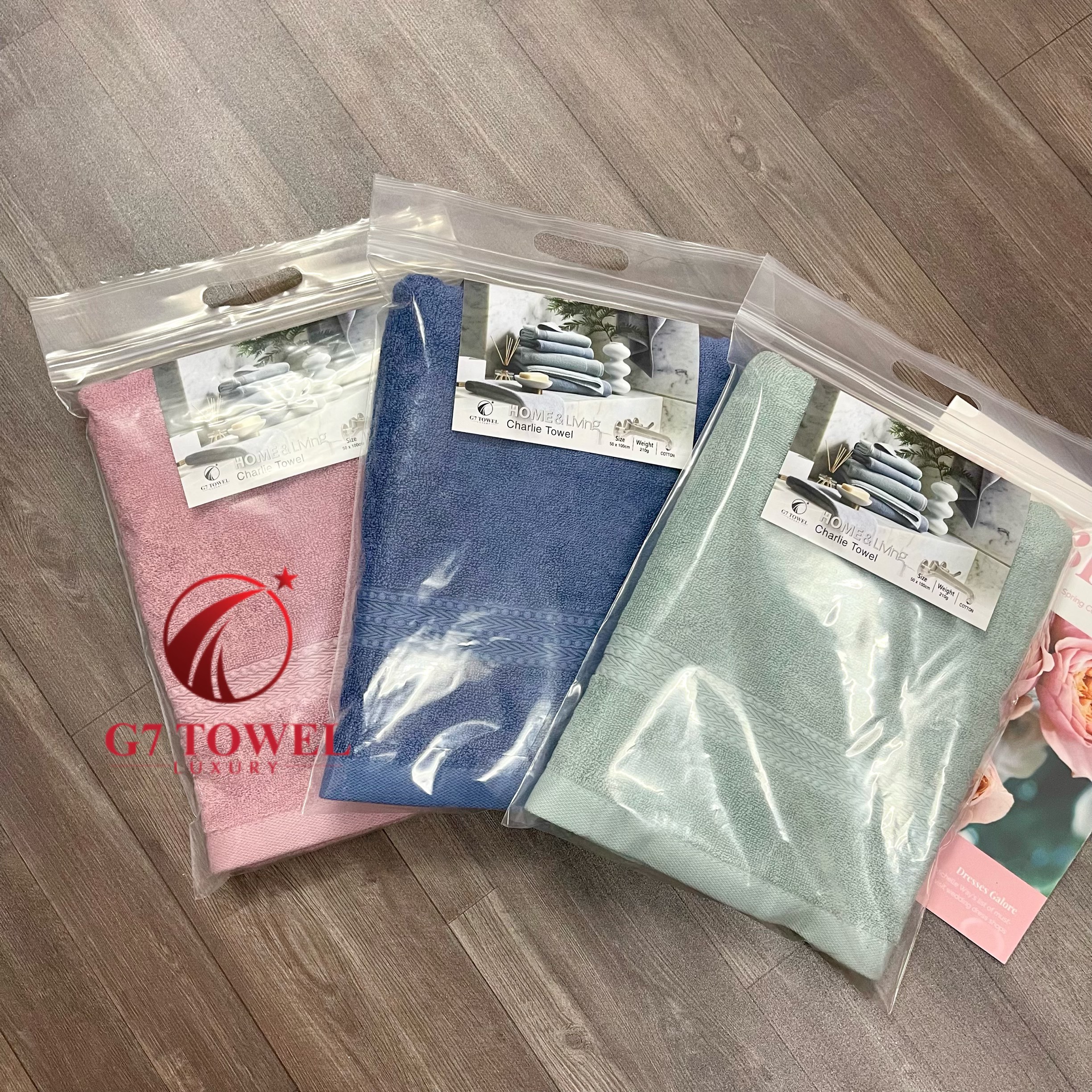 Khăn tắm cotton G7-BT03 50x100cm; trọng lượng 210gram; 100% cotton siêu thấm hút, an toàn cho da - Ảnh 16