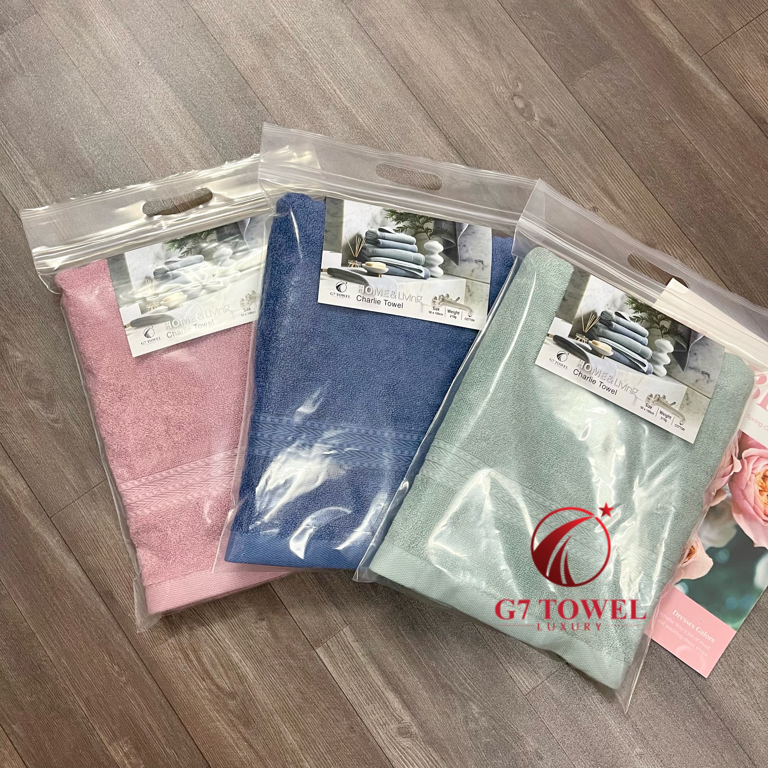Khăn tắm cotton G7-BT03 50x100cm; trọng lượng 210gram; 100% cotton siêu thấm hút, an toàn cho da - Ảnh 13