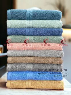 Bộ 5 khăn cotton mặt , gội , tắm G7- WT07 100% cotton, thấm hút nước tốt - Ảnh 2