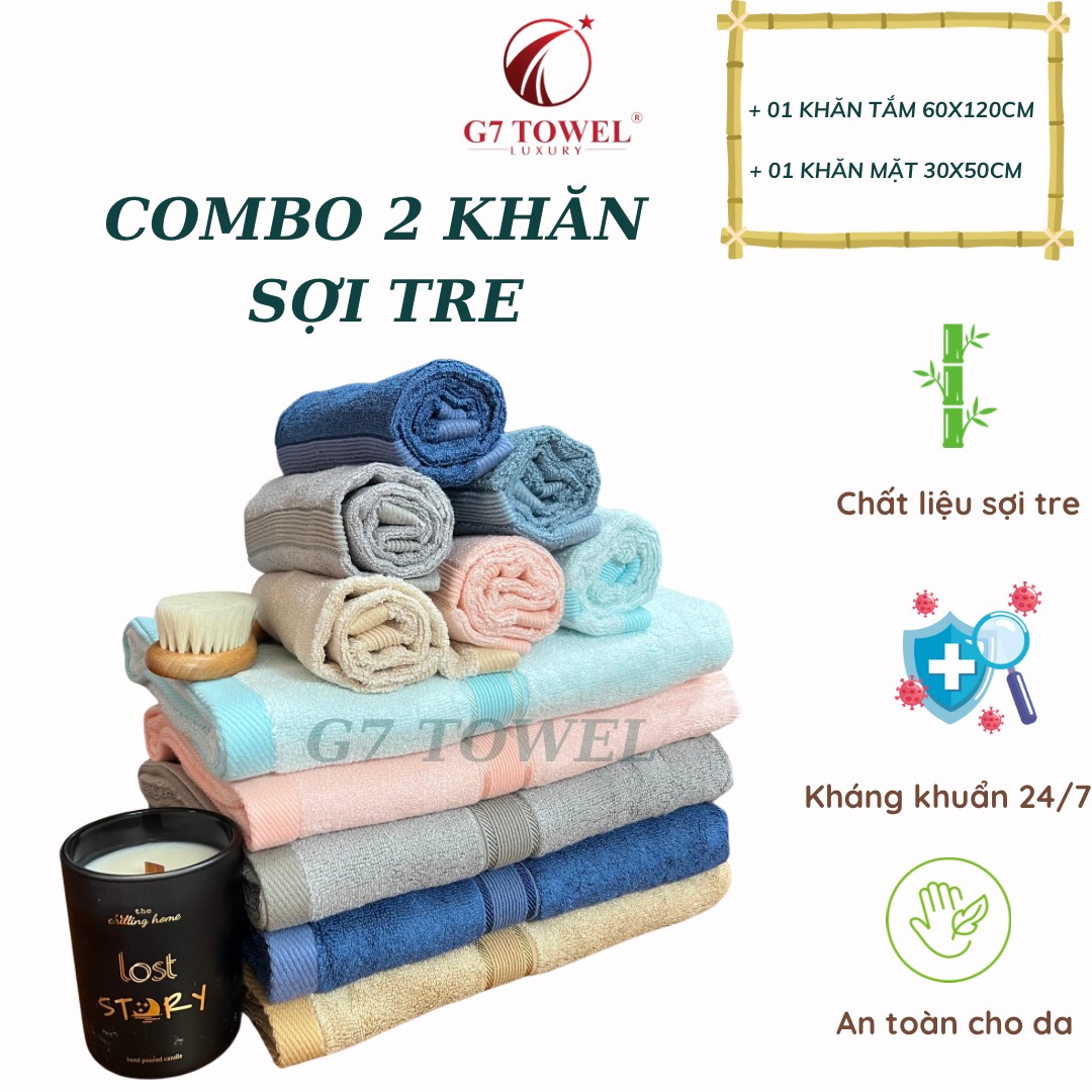 ✨ Combo Khăn tắm, khăn mặt  Sợi Tre G7 Towel ✨
