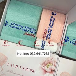 ( Thêu logo theo yêu cầu)Bộ 3 Khăn thêu quà tặng G7-G23 - Ảnh 2
