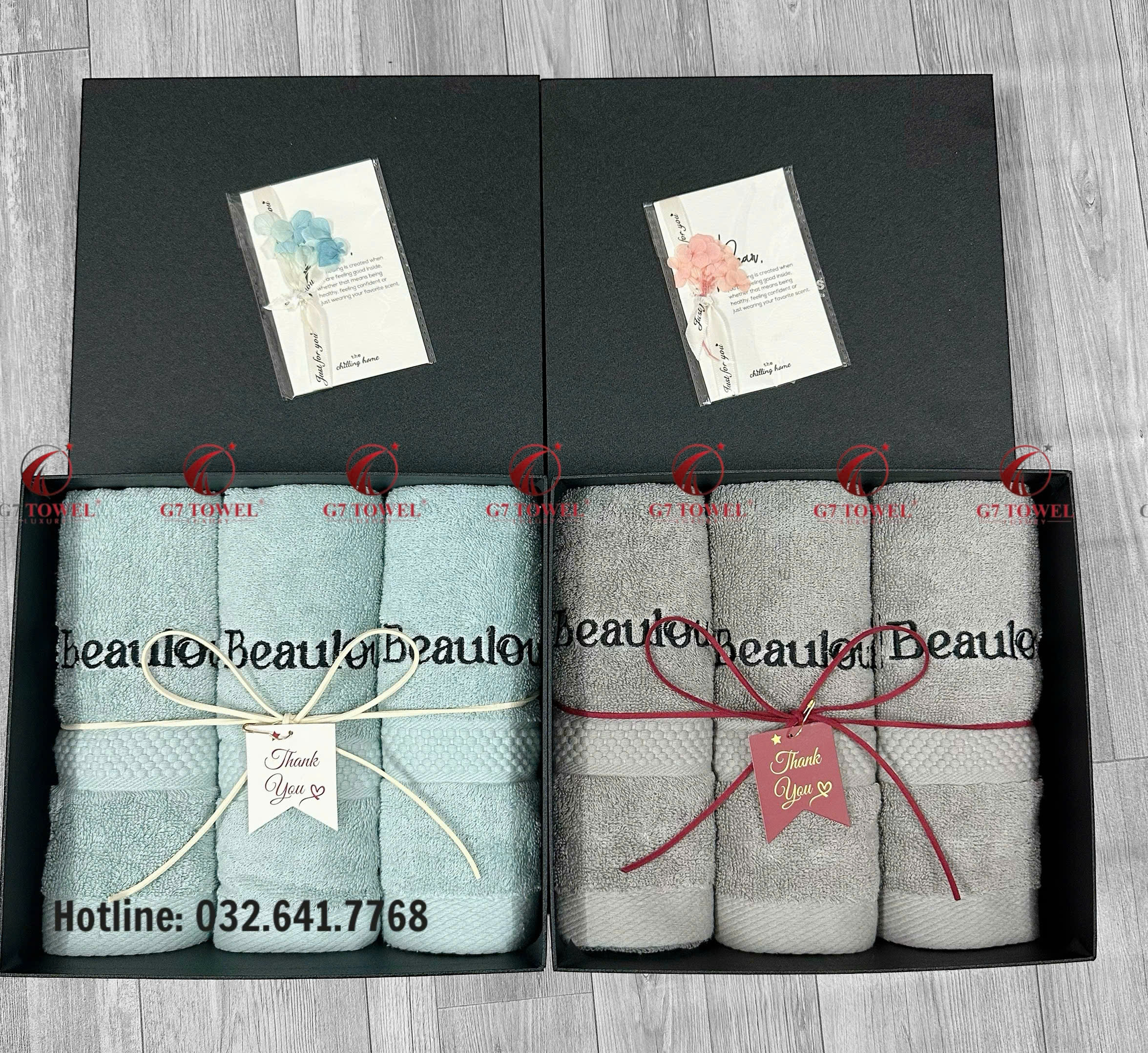 Bộ 3 Khăn Thêu Cotton Cao Cấp - Beaulounge G7- G29