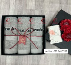 Bộ 3 Khăn Thêu Cotton Cao Cấp - Beaulounge G7- G29 - Ảnh 3