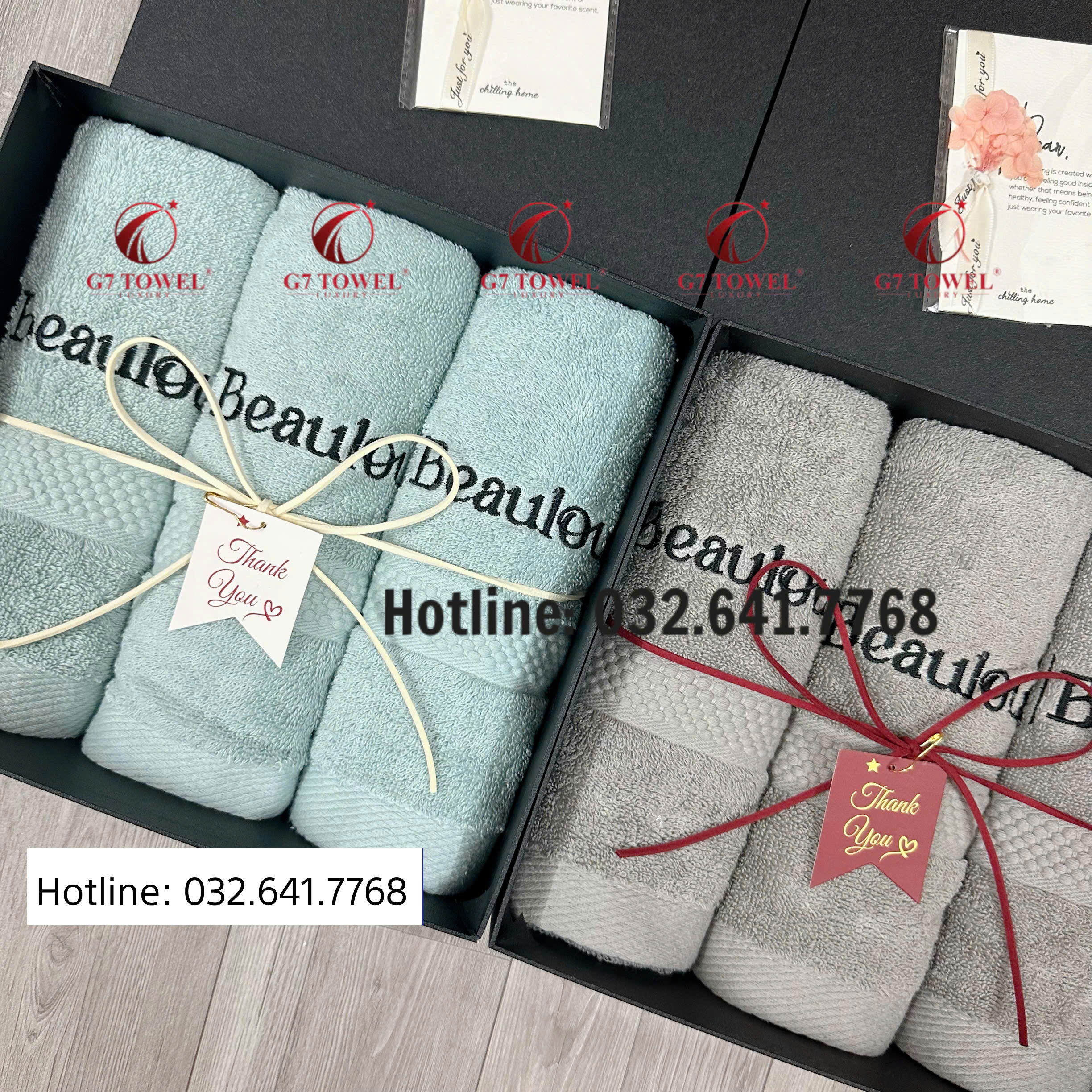 Bộ 3 Khăn Thêu Cotton Cao Cấp - Beaulounge G7- G29 - Ảnh 5