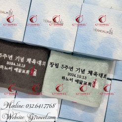( Thêu logo theo yêu cầu)Bộ 2 Khăn thêu quà tặng G7 -G40 -100% sợi cotton CM 40/2 nhập khẩu cao cấp - Ảnh 3