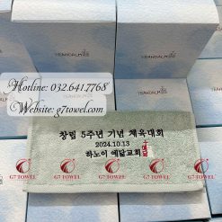 ( Thêu logo theo yêu cầu)Bộ 2 Khăn thêu quà tặng G7 -G40 -100% sợi cotton CM 40/2 nhập khẩu cao cấp - Ảnh 2