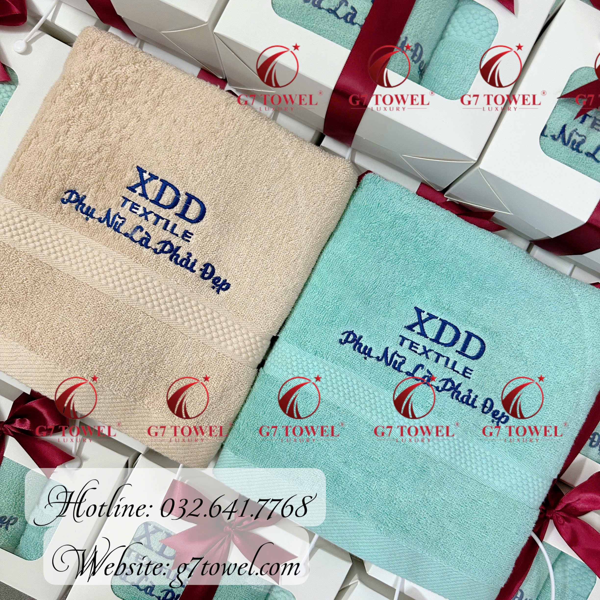( Thêu logo theo yêu cầu )Bộ khăn thêu quà tặng G7 - G48 - Sự lựa chọn hoàn hảo cho doanh nghiệp trong các dịp lễ, kỉ niệm.