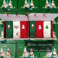 Bộ 3, 4 khăn quà tặng G7 Towel - Noel N06 thêu hình Noel tinh xảo cực dễ thương❄️❄️☃️☃️☃️☃️