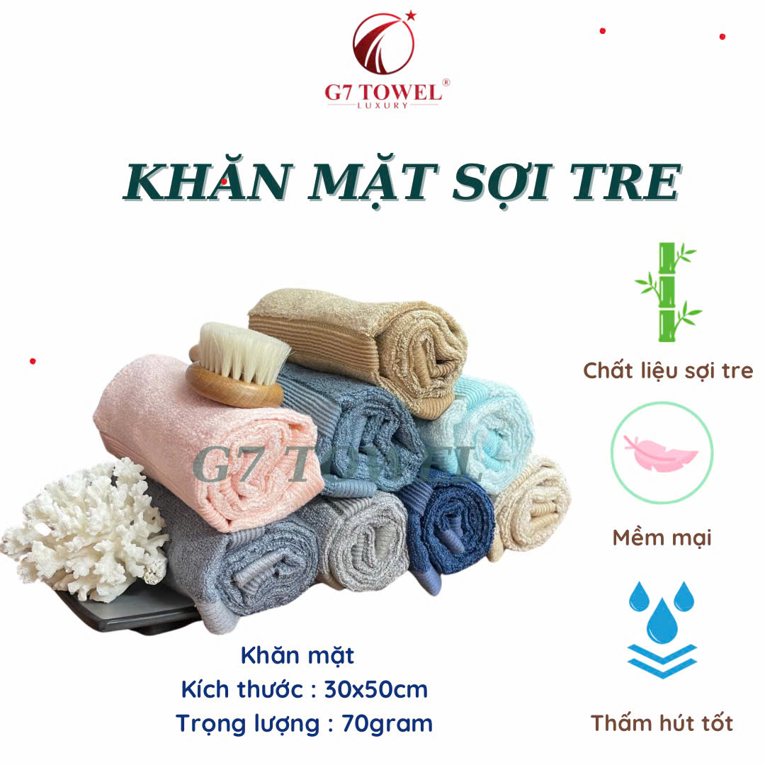 Khăn mặt sợi tre cao cấp G7 WT03 30x50cm, 100% sợi cotton nhập khẩu mềm mại, kháng khuẩn, thấm hút nước tốt - Ảnh 4