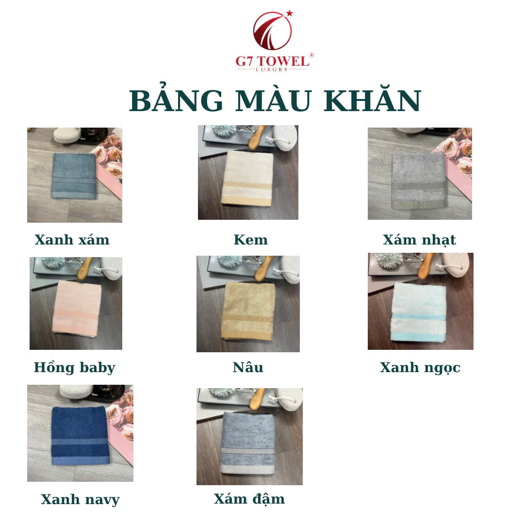 Khăn mặt sợi tre cao cấp G7 WT03 30x50cm, 100% sợi cotton nhập khẩu mềm mại, kháng khuẩn, thấm hút nước tốt - Ảnh 5
