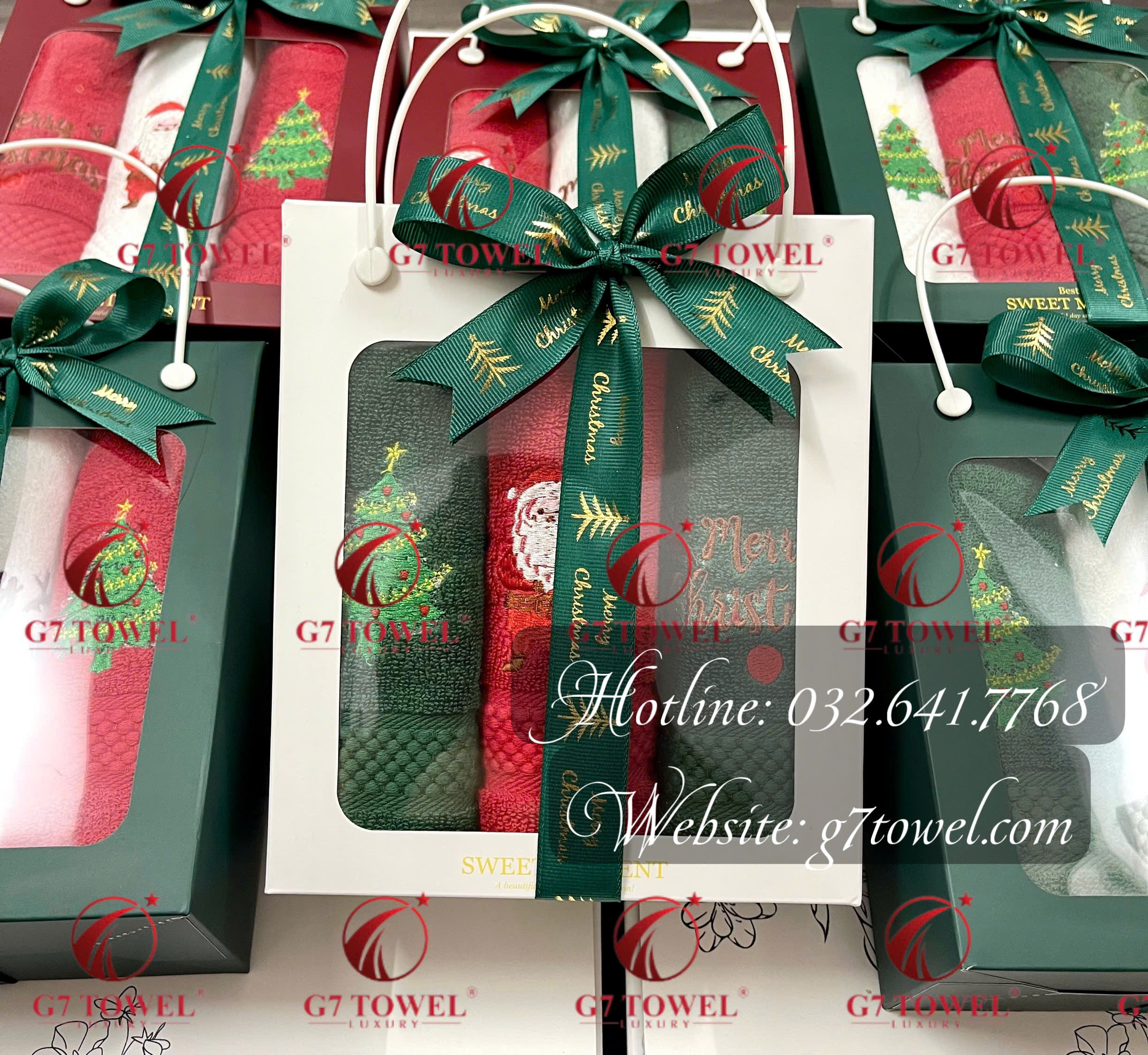Hộp khăn quà tặng G7-NO3 thêu hình Noel tinh xảo cực dễ thương - Ảnh 2