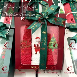 Hộp khăn quà tặng G7-NO3 thêu hình Noel tinh xảo cực dễ thương