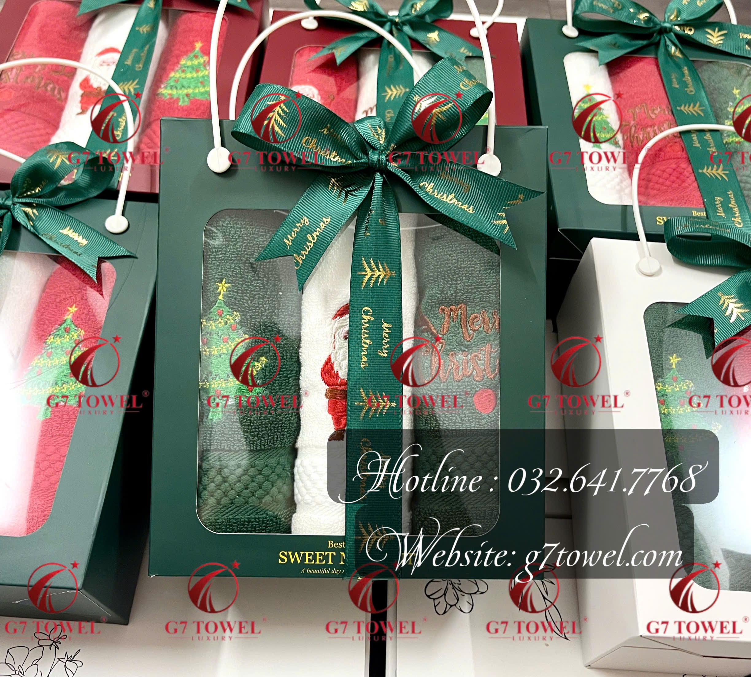 Hộp khăn quà tặng G7-NO3 thêu hình Noel tinh xảo cực dễ thương - Ảnh 3
